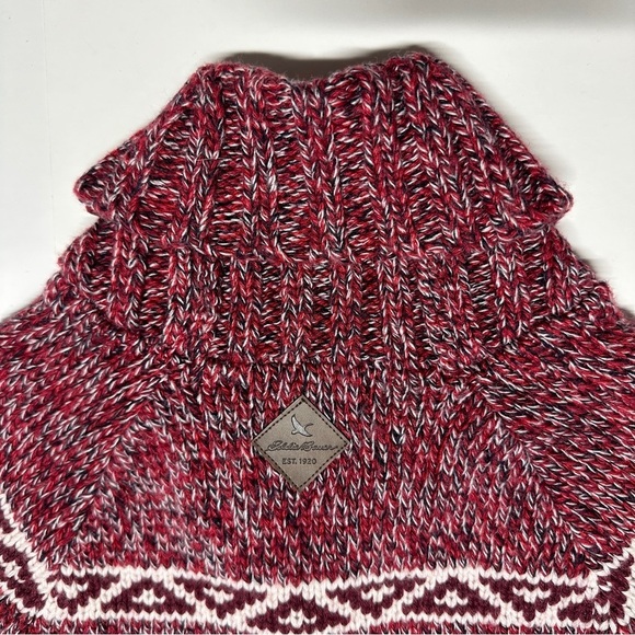 Eddie Bauer Women’s Goose Logo Heavyweight Knit Zip Jacket Cardigan Red Medium - Picture 8 of 13
